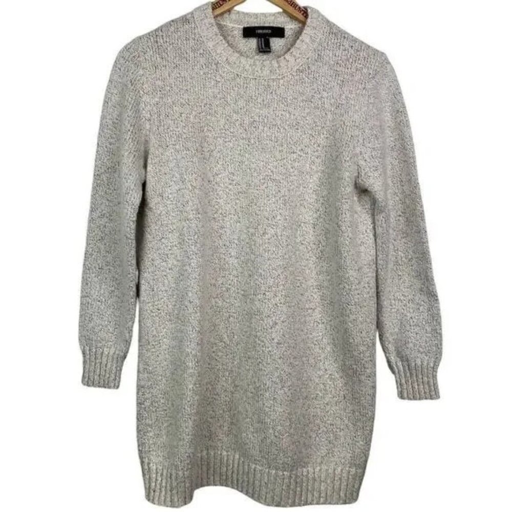 FOREVER 21 WOMEN'S LIGHT GRAY LONG SLEEVE TUNIC SWEATER SIZE‎ MEDIUM-NICE!